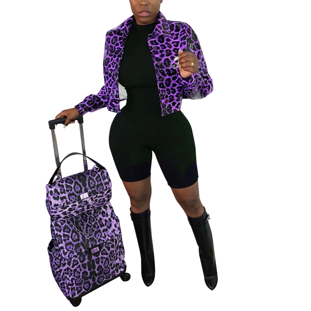 African Leopard Long Sleeve Collar Jacket