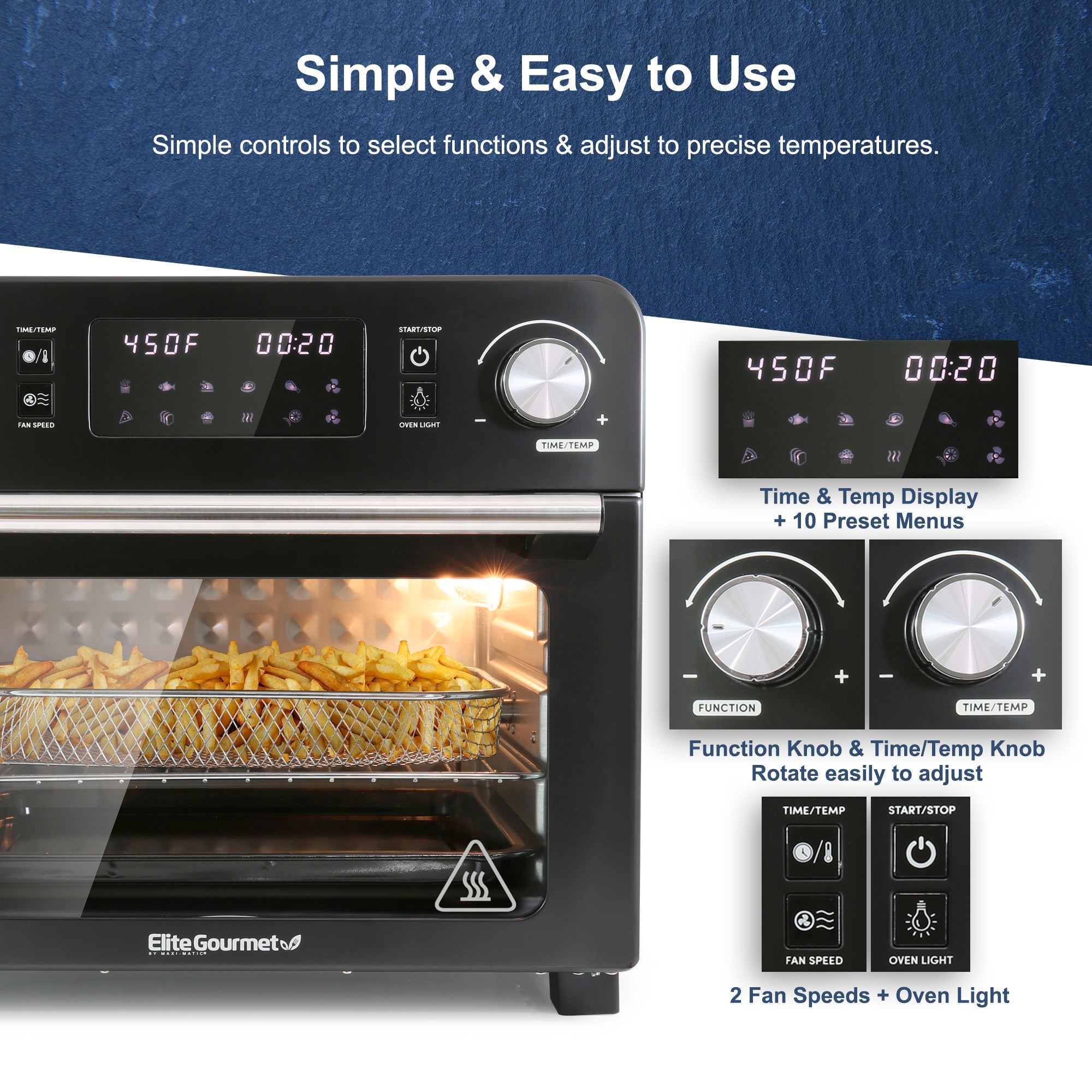 23L Digital Programmable Air Fryer Oven, Oil-Less Convection Oven