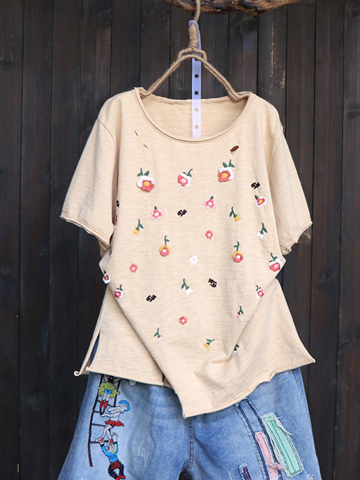 Casual Short Sleeve Round Neck Plus Size Tops