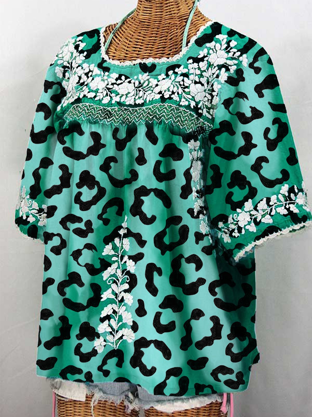 Short Sleeve Leopard Romantic Shirts & Tops