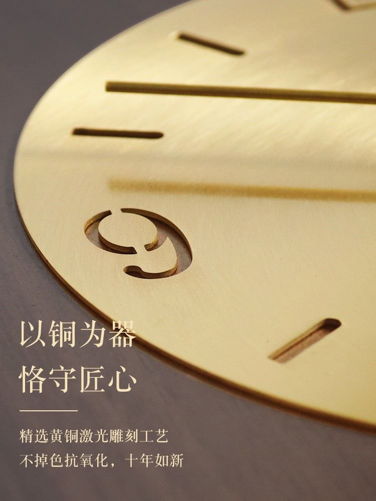 Living room household fashion solid wood pure copper wall clock