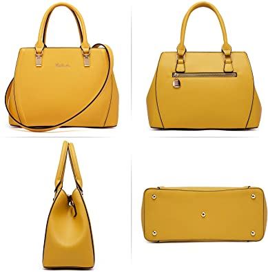 BOSTANTEN Women Leather Handbag Designer Top Handle Satchel Shoulder Bag, Black