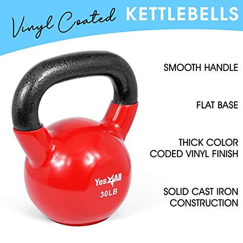 Yes4All Combo Special: Vinyl Coated Kettlebell Weight Sets , 5-30 lbs