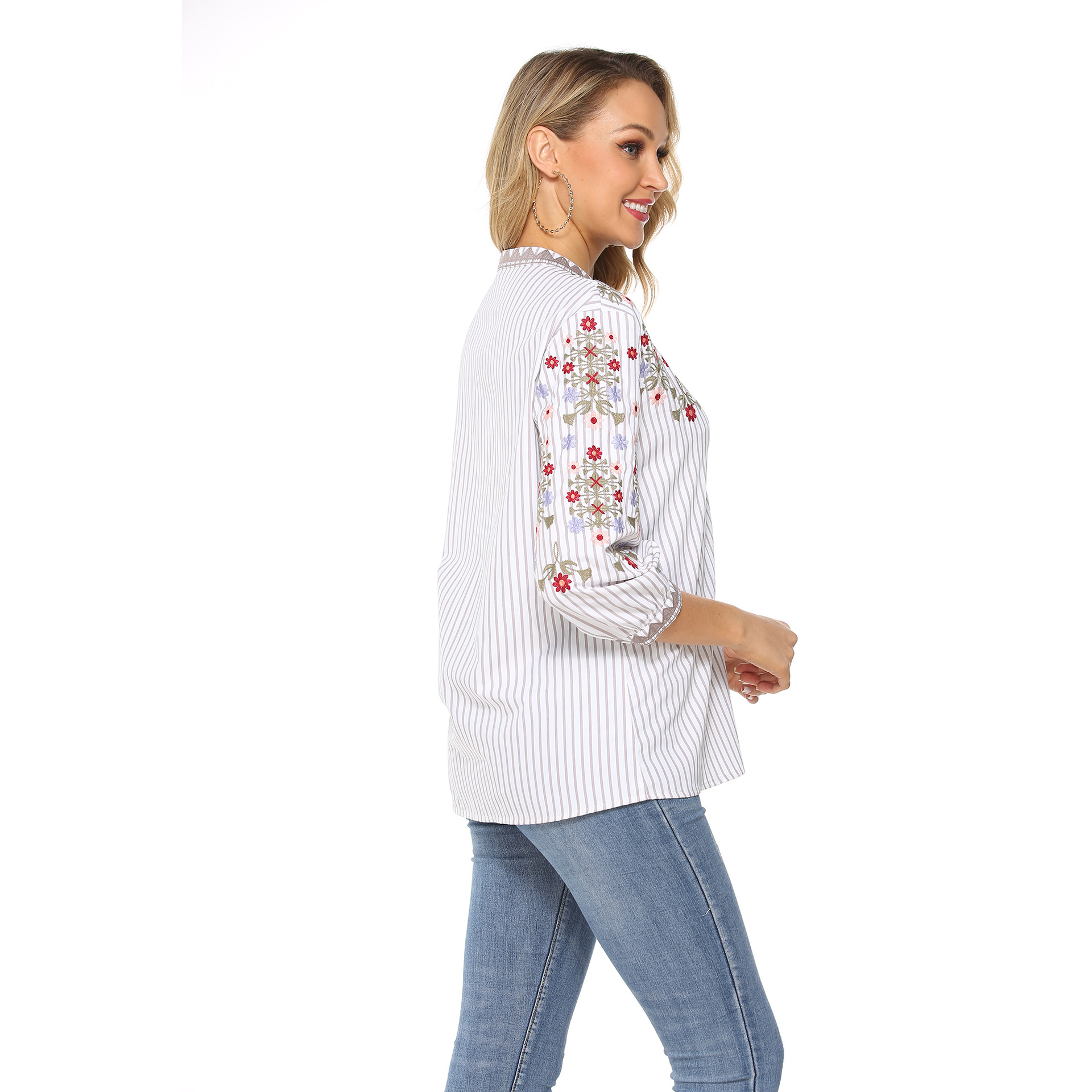 Women's Long Sleeve Embroidery Blouse Rodeo Style