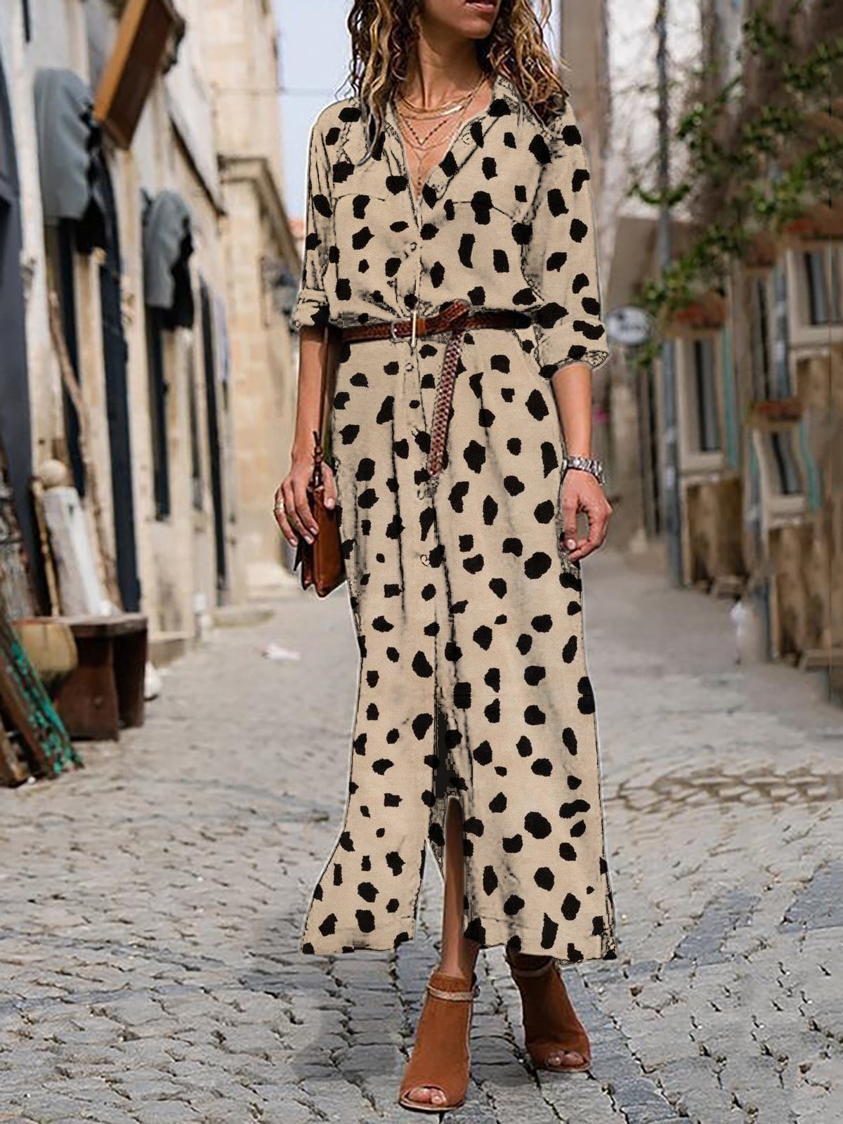 Dots Printed Maxi Holiday Dress