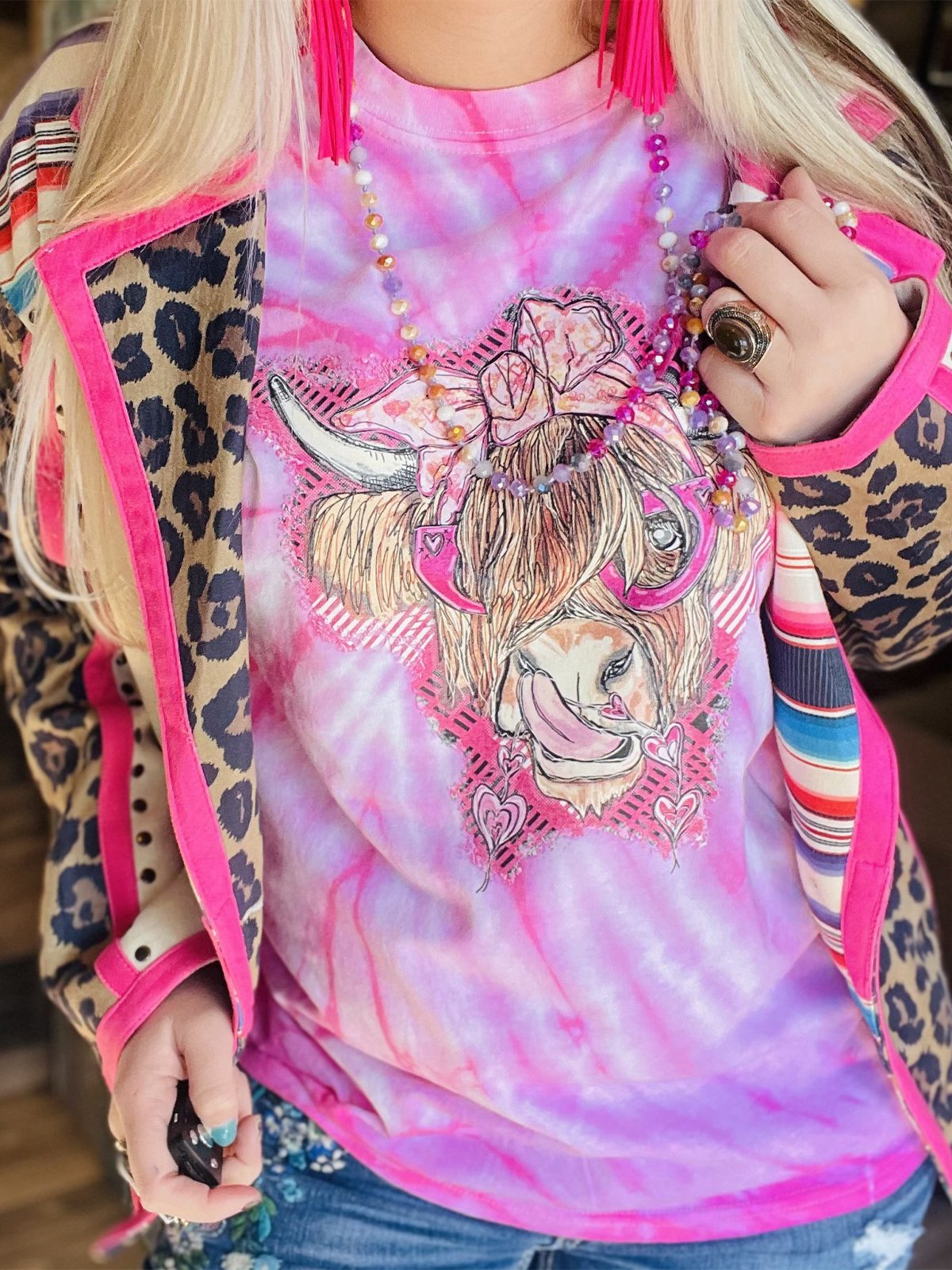 Animal Crew Neck Short Sleeve Shift Shirts & Tops