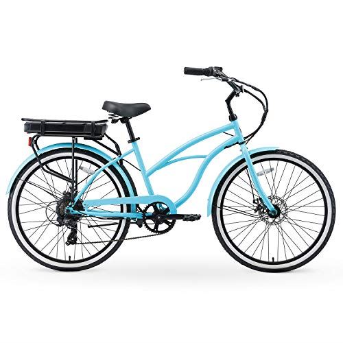 sixthreezero Around The Block Women’s Electric Bicycle, 7-Speed Beach Cruiser Ebike