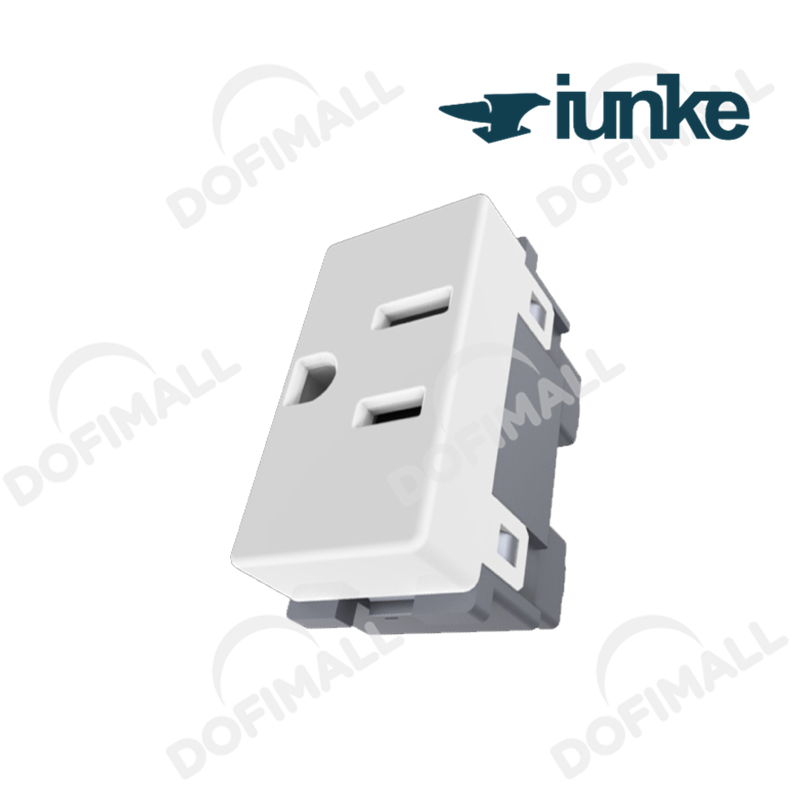 TOMACORRIENTE SENCILLO HORIZONTAL POLO TIERRA COLOR BLANCO 15A