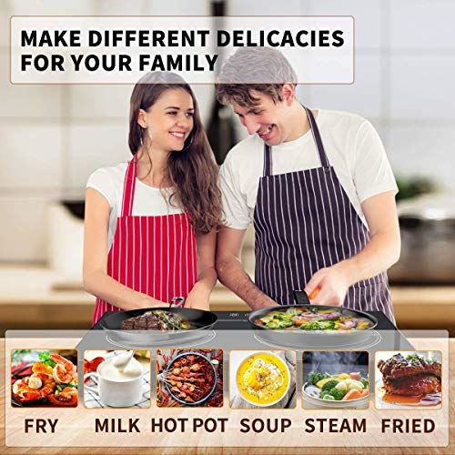 1800W Double Burners Electric Stove, 6 Power/Temp Levels