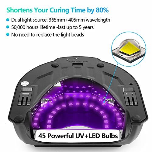 LED Gel Nail Curing Dryer, Wireless Nail Polish Machine Light with 45