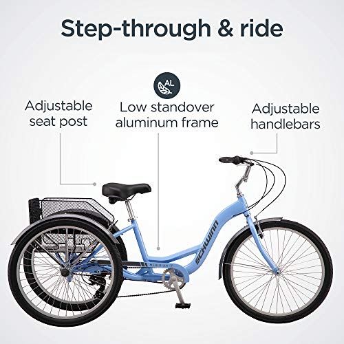 Meridian Adult Trike, Three Wheel Cruiser Bike, 7-Speed, 26-Inch Wheels