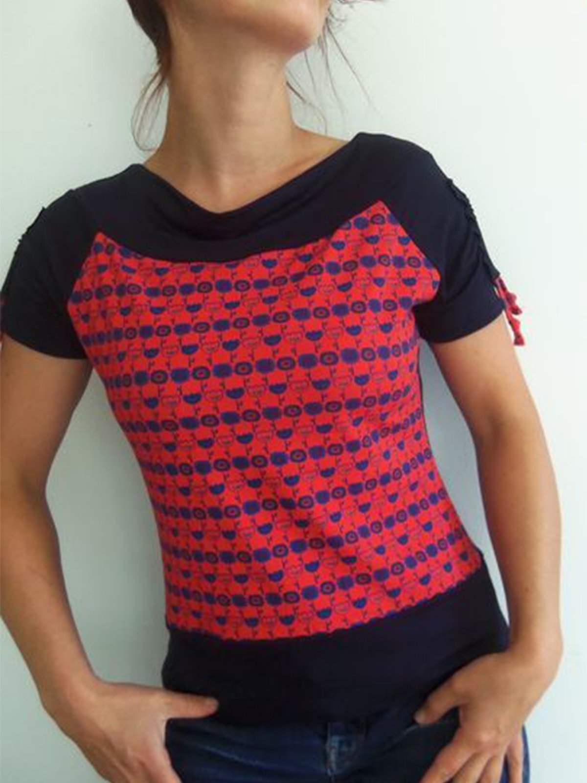 Casual patchwork printed short-sleeved T-shirt