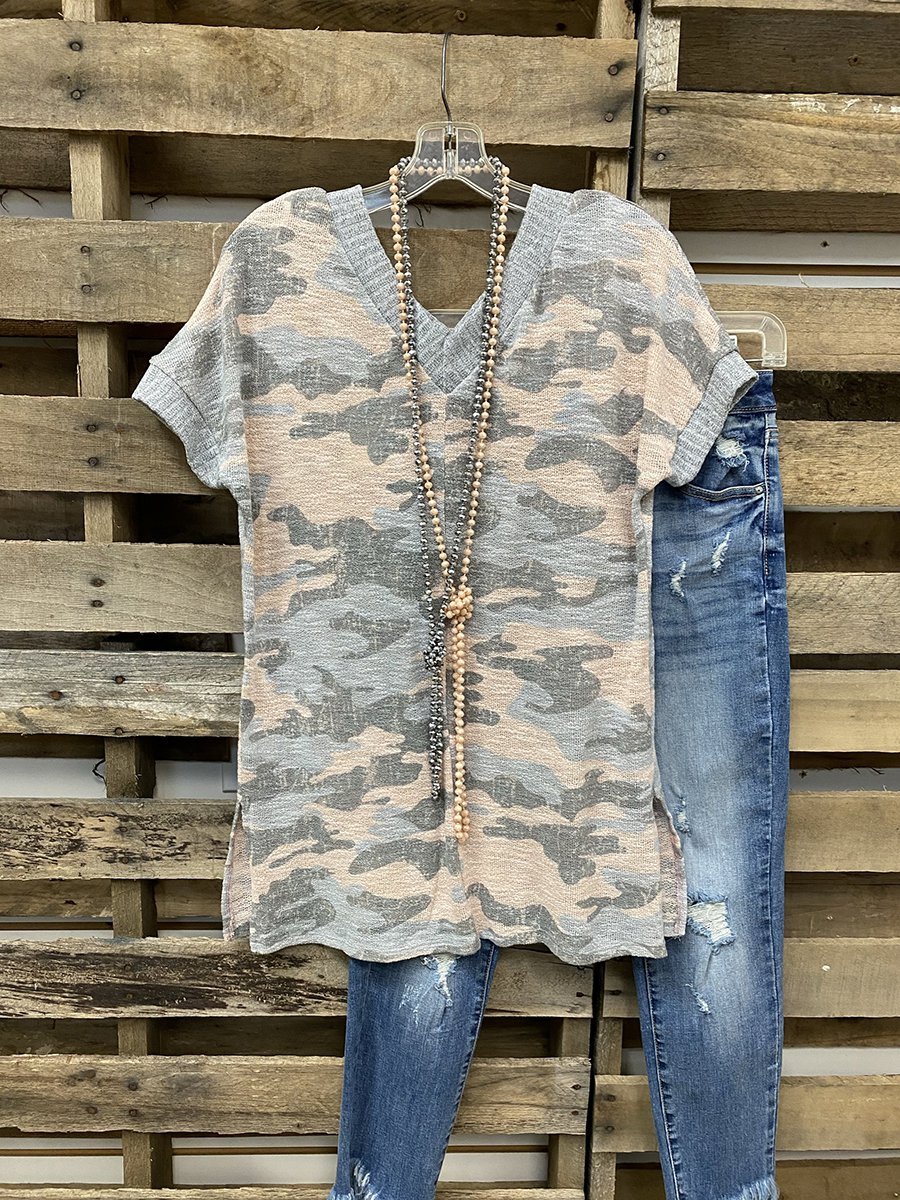 Green V Neck Cotton Casual Shirts & Tops