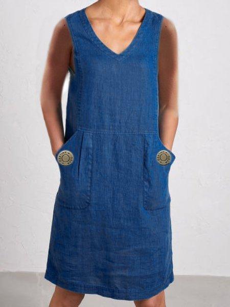 Casual Sleeveless Buttoned Dresses
