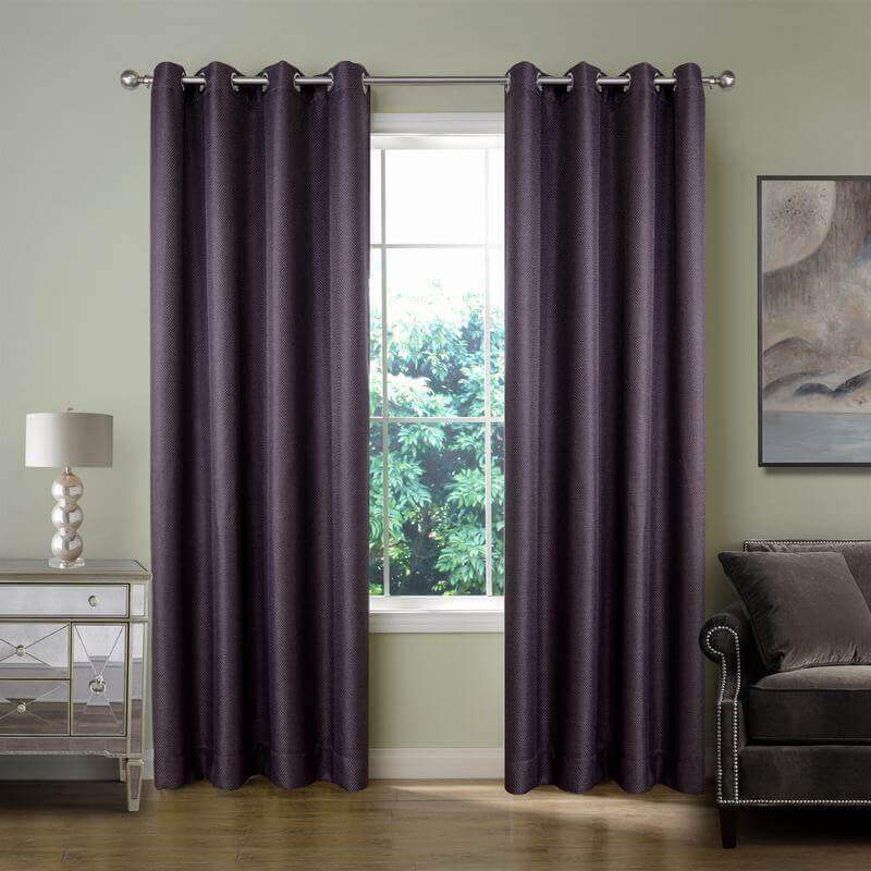 Faux Linen Waffle Woven Blackout Nickel Grommet Curtain HELMUT