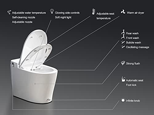 Power Flush One Piece Toilets with Bidet Built in,Heated Bidets Seat