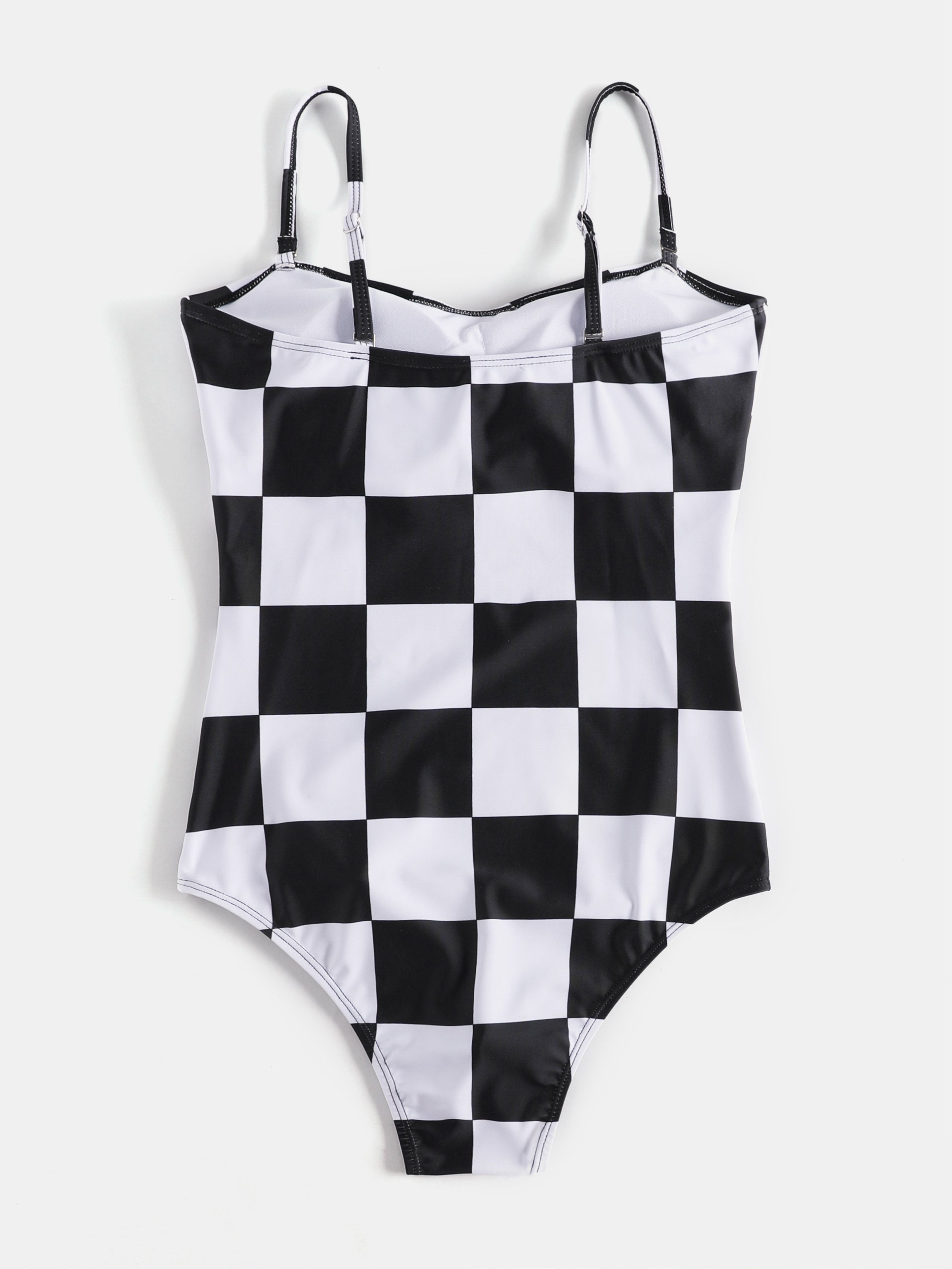 Checked Print One-Piece Swimsuit