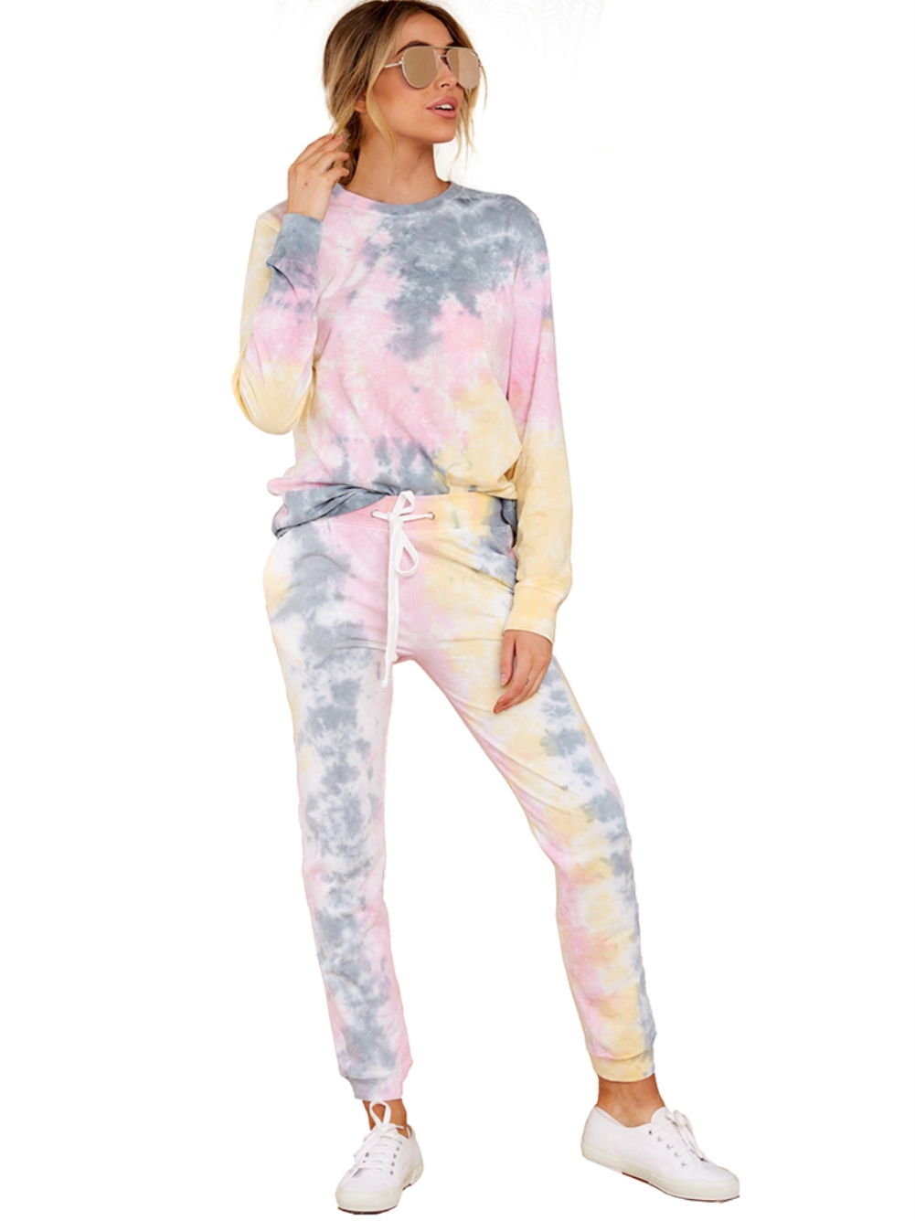 Autumn Tie Dye Matching Top and Pants Lounge Wear
