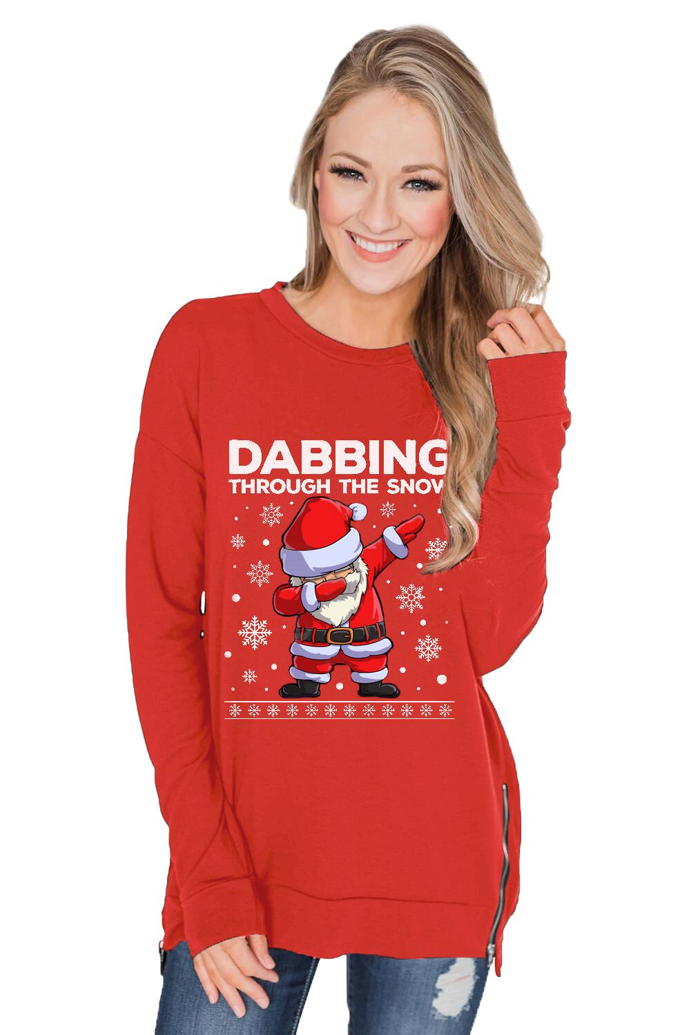 Red Ugly Christmas Cartoon Print Sweatshirt