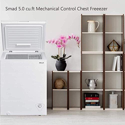 5 Cu.ft Low Noise Top Open Freezer with Removable Hanging Basket
