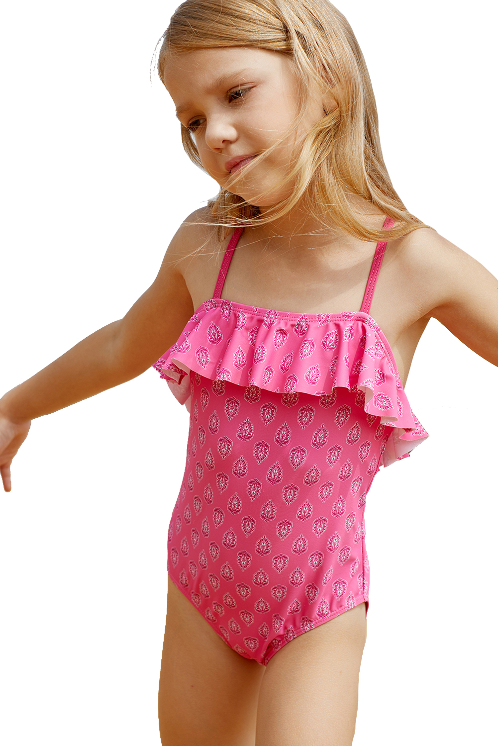 Little Girls Crisscross Open Back Printed One-piece Swimsuit