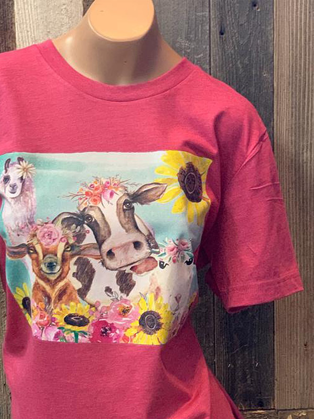 Crew Neck Vintage Printed Short Sleeve Shirts & Tops