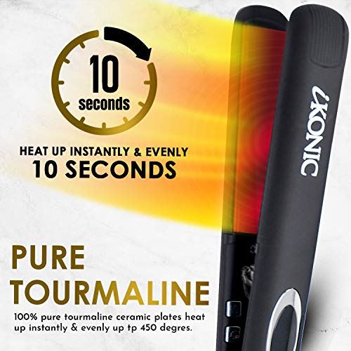 Infrared Flat Iron with Digital Temperature Control Smooths, Styles All Hair