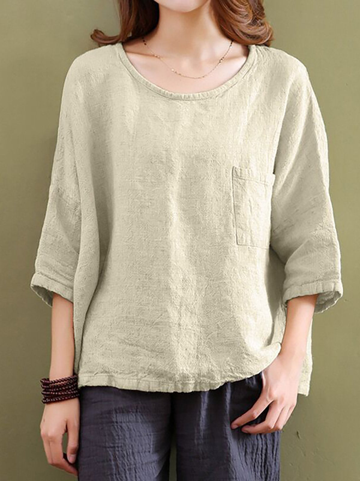 Half Sleeve Cotton Crew Neck Solid Casual T-Shirt