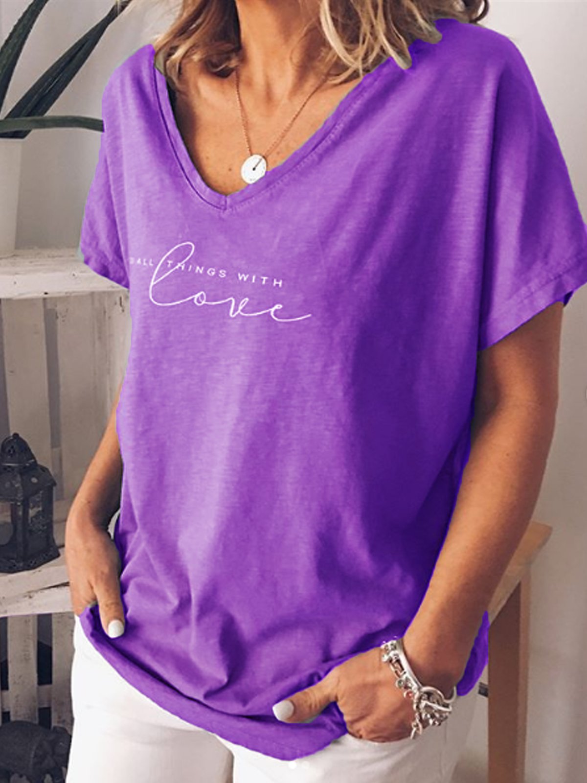 Gray Blue Short Sleeve Letter Casual Shirts & Tops