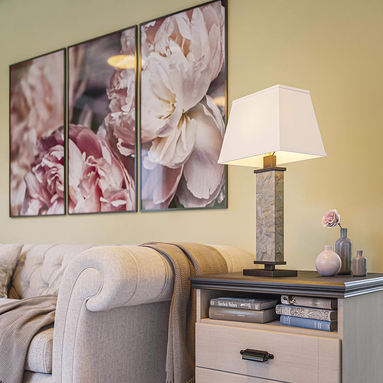 Home 21037SL Hanover Table Lamps, Medium/ Natural Slate Finish