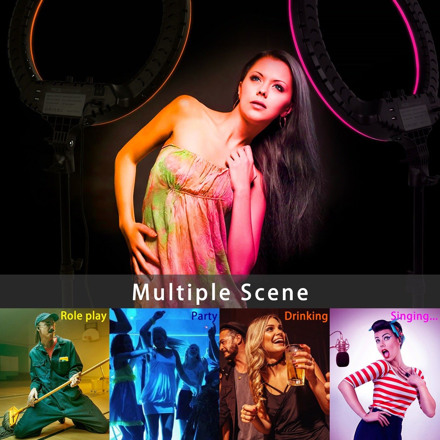 18 Inch Led RGB Ring Light Photographic Lighting 2700-6500K Ring Lamp With Tripod and USB