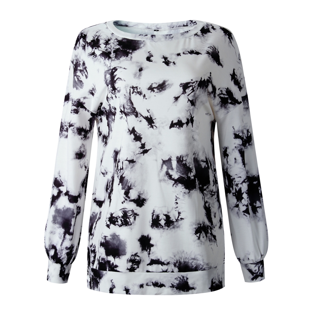 Autumn Tie Dye O Neck Long Sleeve Loose Shirt