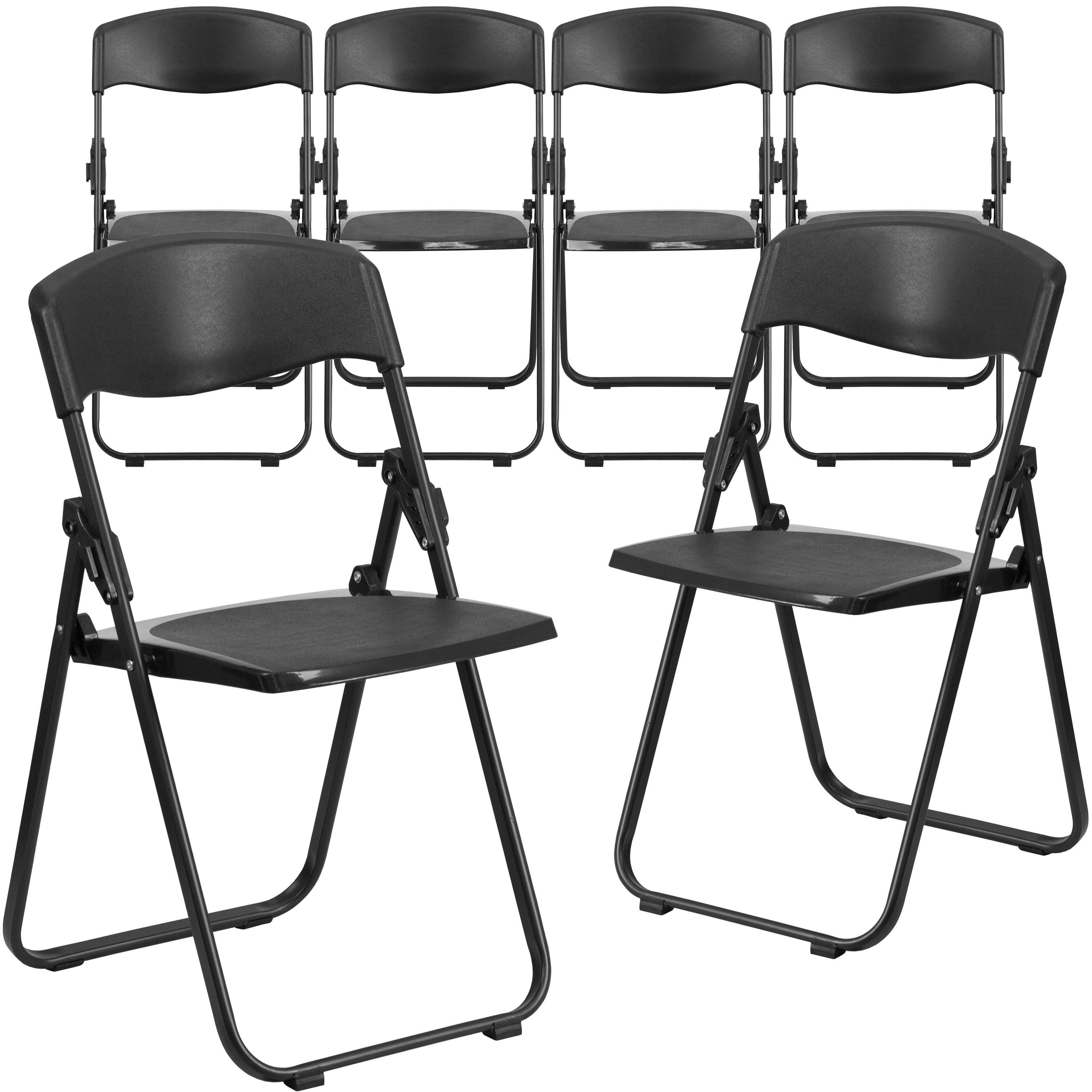 500 lb. Capacity Heavy-Duty Folding Chairs (Pack of 6) Black