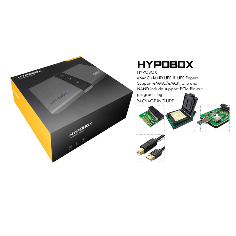 Hypobox Hypro box for Support eMMC/eMCP, UFS and NAND include support PCIe Pin-out programming