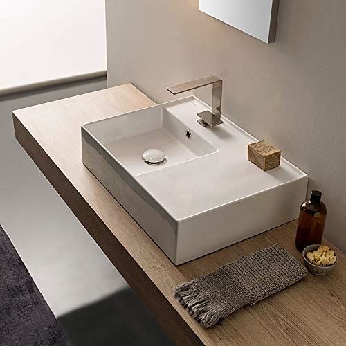 Hole Ceramic Wall Mounted Rectangular Bathroom Sink, 23.62 x 17.32 x 5.51 inches