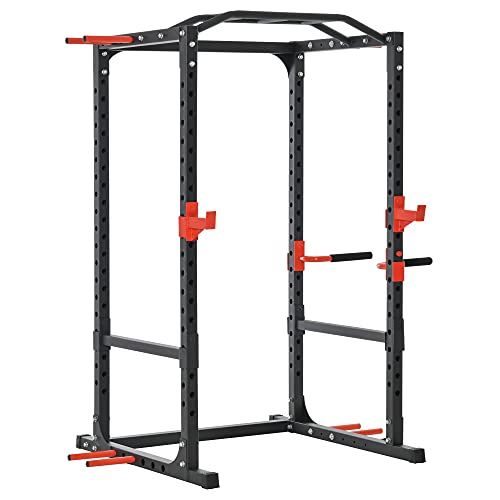 Soozier Power Tower Squat Cage, Adjustable Multi-Function Home Gym Equipment