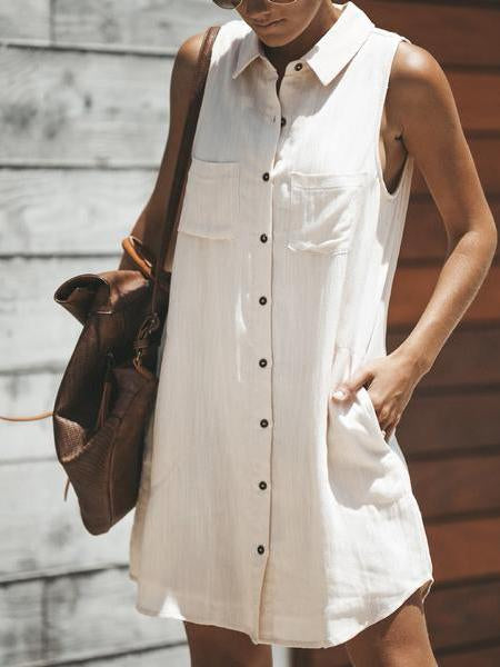 Red Pockets Casual Summer Dress