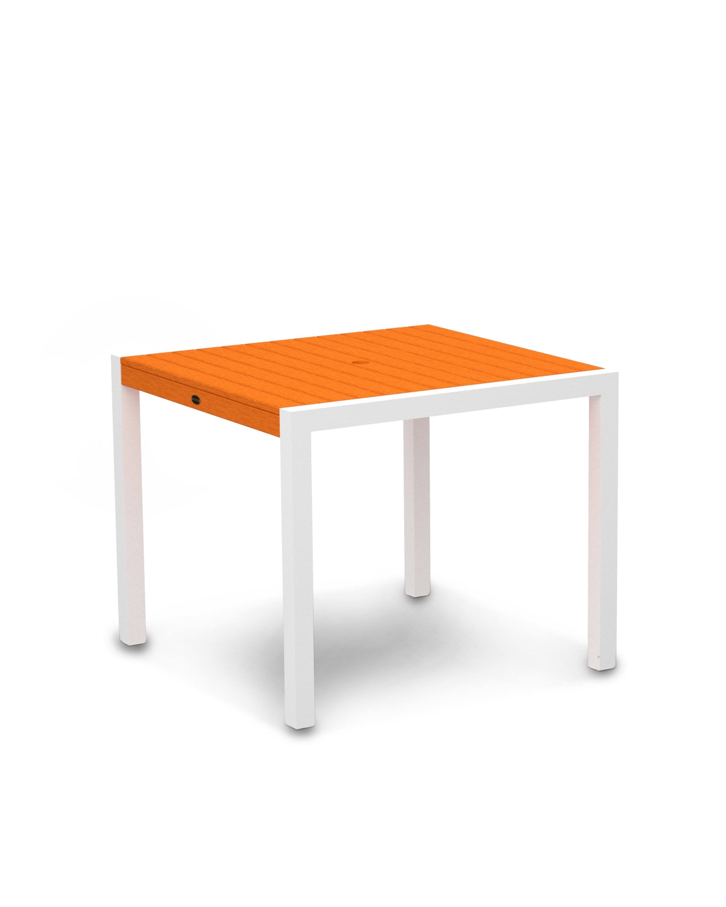 POLYWOOD Mod 36x22 Dining Table - Satin White - Tangerine