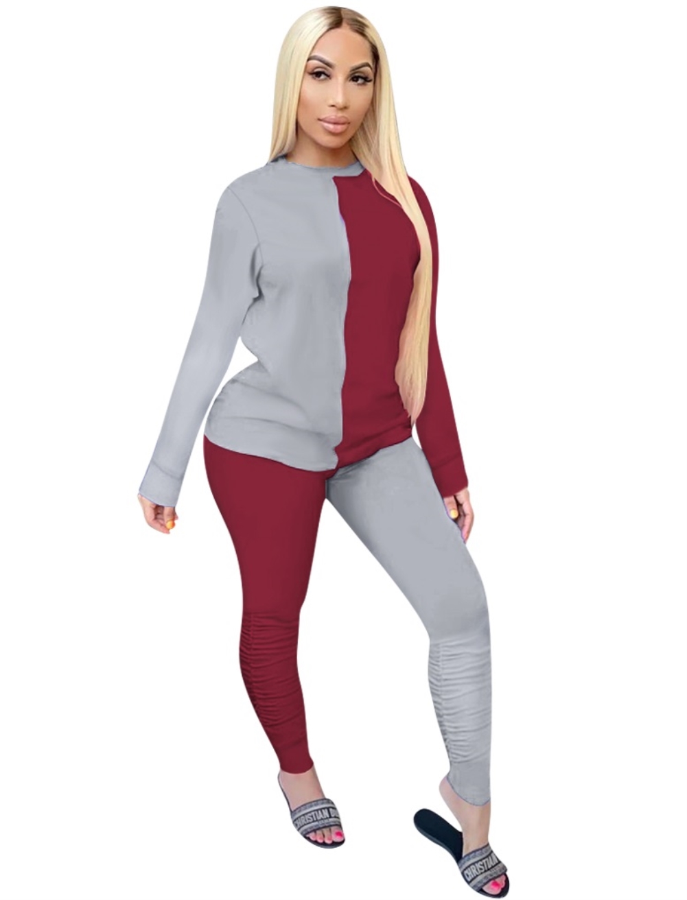 Casual Contrast 2PC Shirt and Pants Set