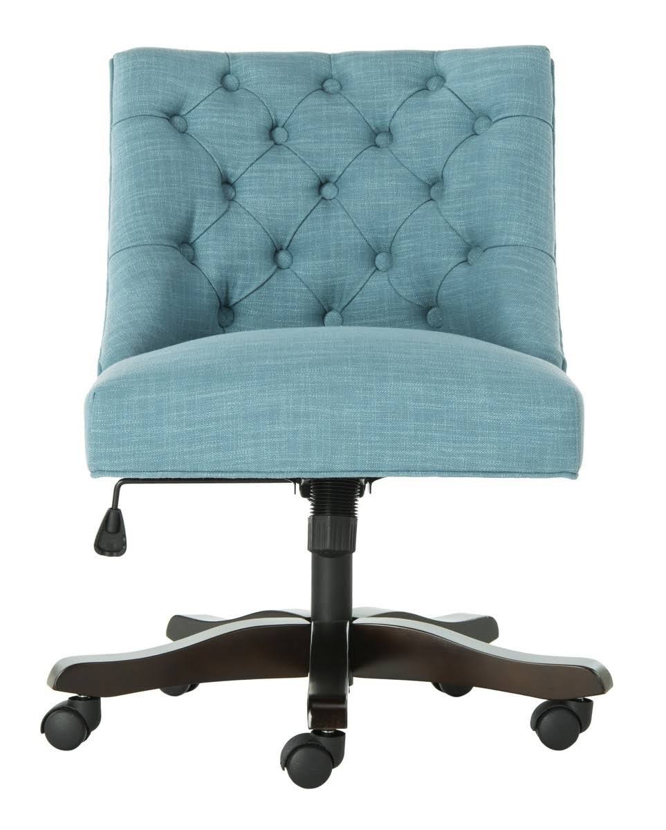 Safavieh MCR1030E Soho Tufted Linen Swivel Desk Chair Light Blue