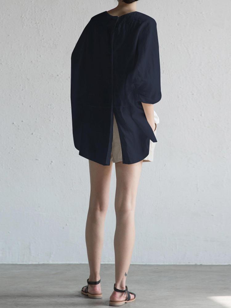 Casual Plain Crew Neck T-Shirts