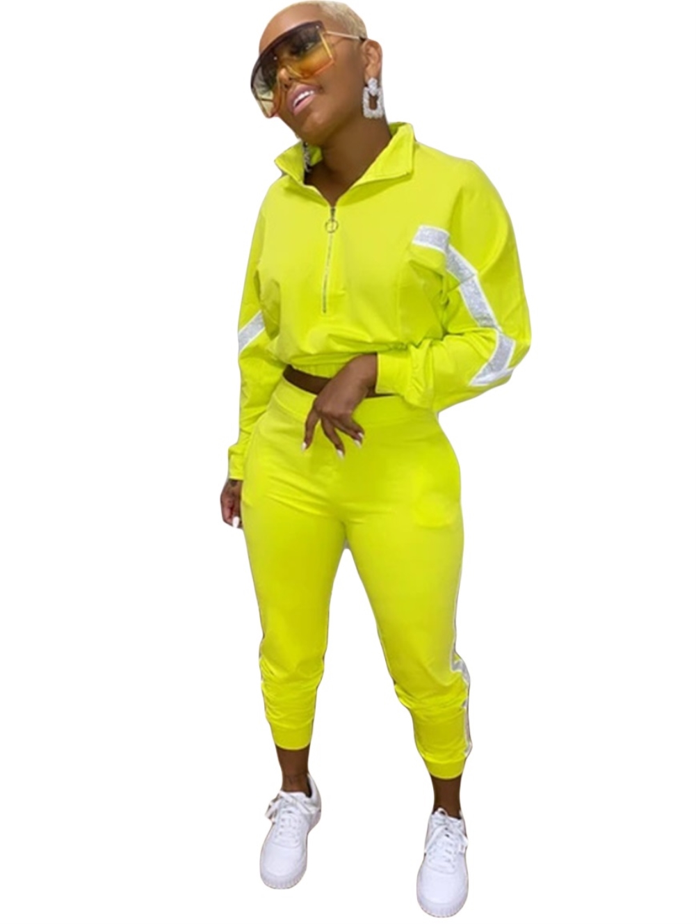 Casual Long Sleeve Crop Top and Track Pants