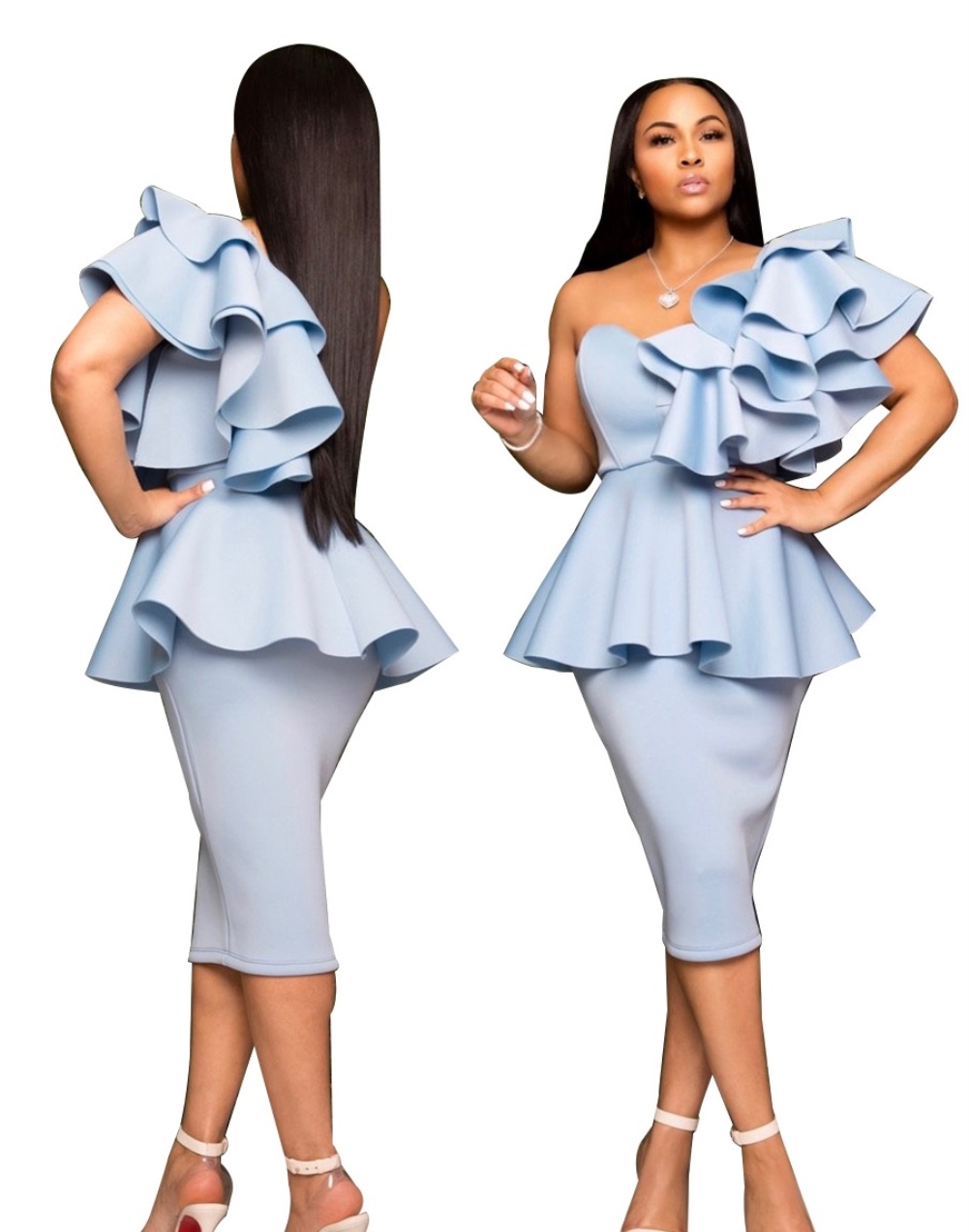 Occassional One Shoulder Peplum Dress