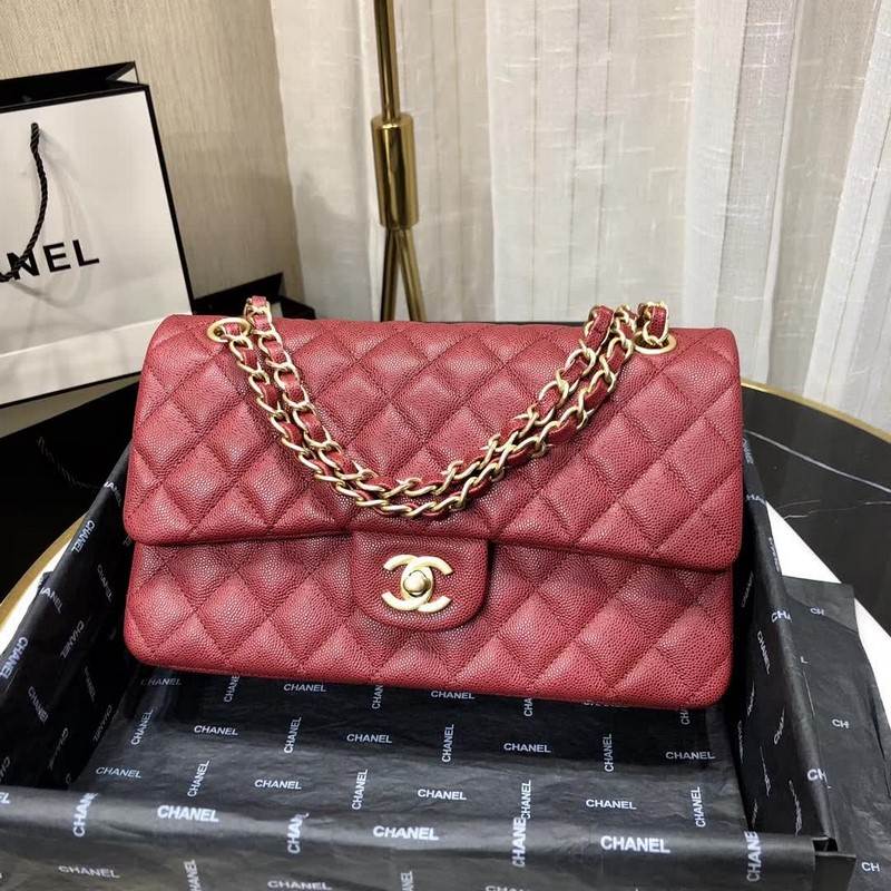 high quality handbag 119012 caviar genuine leather flap bag 1112