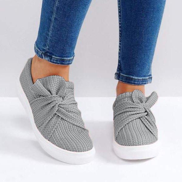 Women Knitted Twist Pink Slip On Sneakers