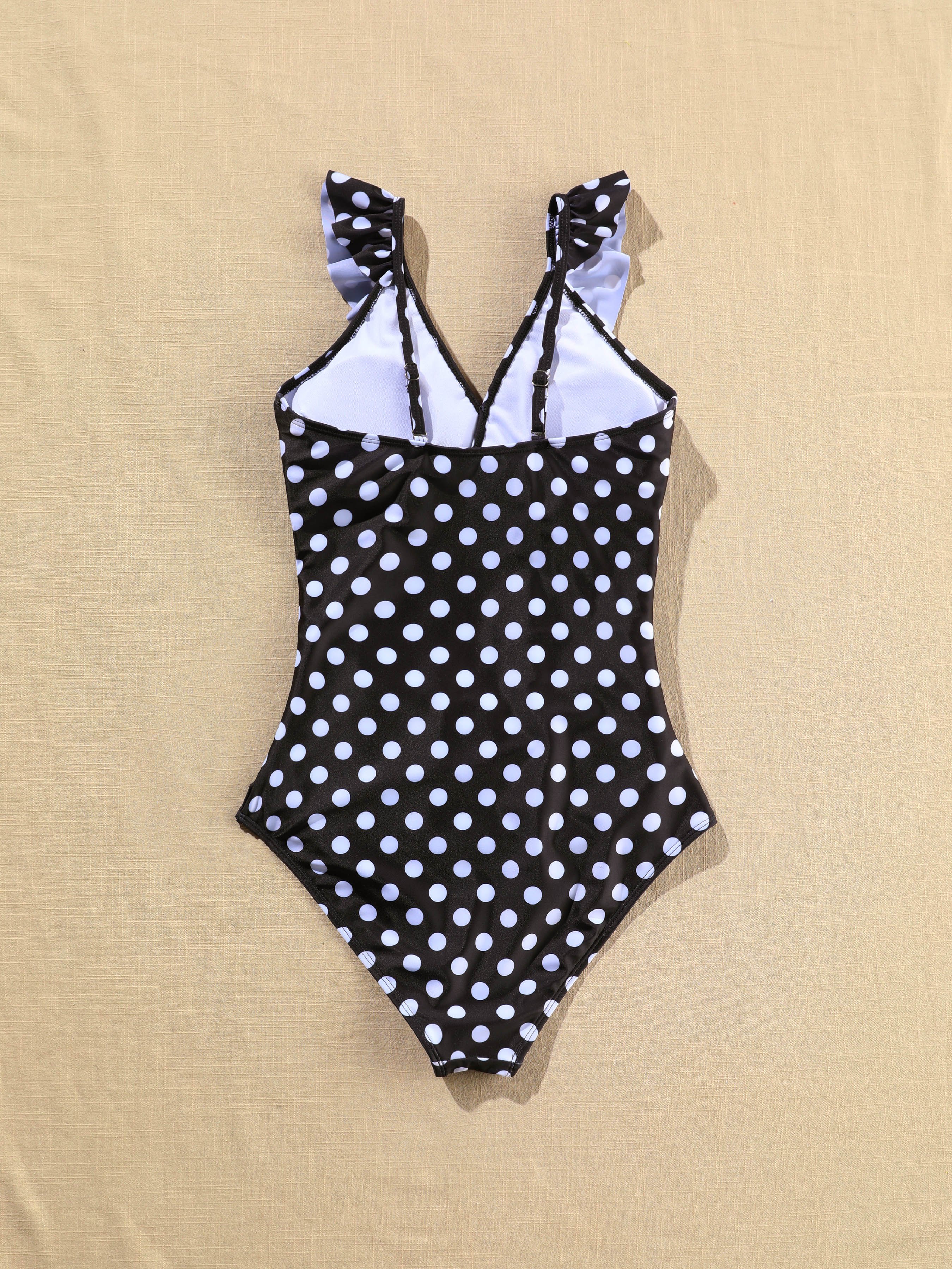 Polka Dot Ruffle Strap One-Piece Swimsuit