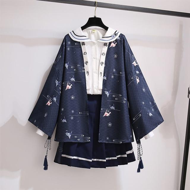 Improved Hanfu Elements Sweatshirt + Coat+ Short Skirt SP15687