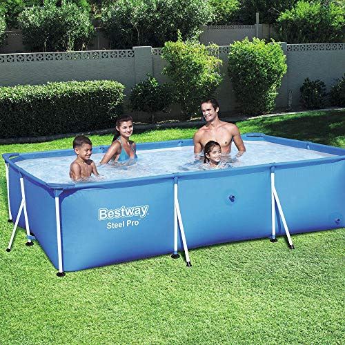 Bestway 56496E Steel Pro 8.5�� x 5.6�� x 2�� Rectangular Above Ground Swimming Pool with Rust-Resistant Steel Frame,
