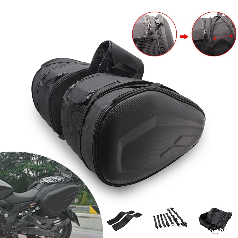 2pcs Universal Motorcycle Waterproof Moto Helmet Race Travel Bag Suitcase Saddlebag