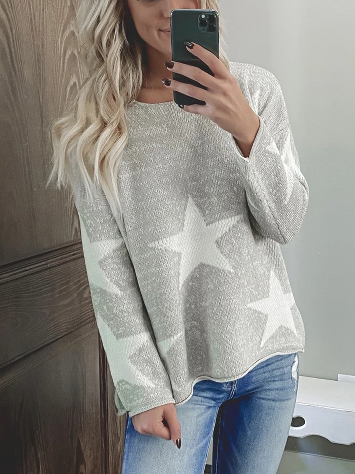 Star Color-Block Long Sleeve Casual Shirts & Tops
